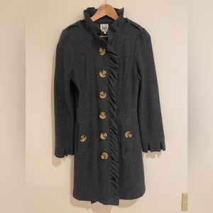 Luii Charcoal Gray Wool Coat with Tortoiseshell Buttons Size Women’s Medium EUC